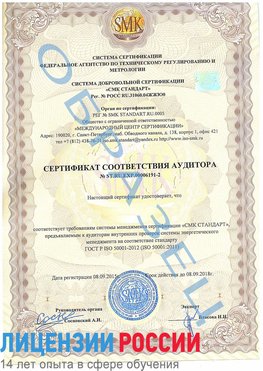 Образец сертификата соответствия аудитора №ST.RU.EXP.00006191-2 Грозный Сертификат ISO 50001